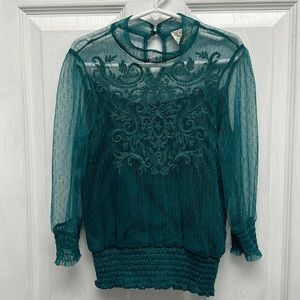 Mia Joy Joyfolie High neck sheer top Size 8 EUC